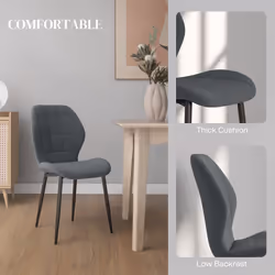 HOMCOM Modern Style Kitchen Chairs Set of 4 with Flannel Upholstered, Dark Grey