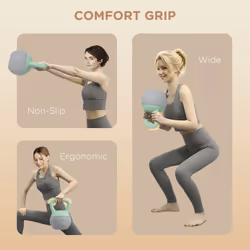 SPORTNOW 8KG Kettlebell with Soft Body and Non-Slip Handle, Grey and Green - Additional view 4