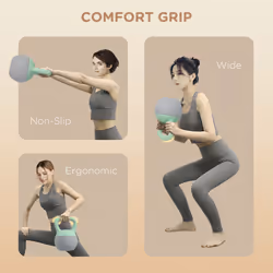SPORTNOW 6KG Kettlebell with Soft Body and Non-Slip Handle, Grey and Green - Additional view 4