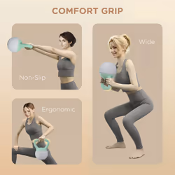 SPORTNOW 4KG Kettlebell with Soft Body and Non-Slip Handle, Grey and Green - Additional view 4