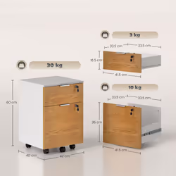 HOMCOM 2 Drawer Filing Cabinet with Adjustable Hanging Bars for A4 and Letter