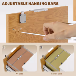 HOMCOM 2 Drawer Filing Cabinet with Adjustable Hanging Bars for A4 and Letter - Additional view 4