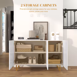 HOMCOM Storage Cabinet, Sideboard with Adjustable Shelves, White