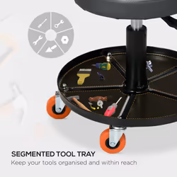 HOMCOM Pneumatic Adjustable Mechanic Stool w/ Tool Tray, Wheels