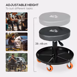 HOMCOM Pneumatic Adjustable Mechanic Stool w/ Tool Tray, Wheels - Additional view 8