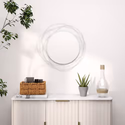 HOMCOM Metal Wall Art 65cm Round Mirror for Living Room Dining Room Silver