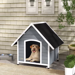 PawHut Dog Kennel Outdoor Dog House w/ Removable Floor, for Large Dogs, Grey