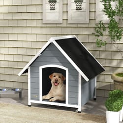 PawHut Dog Kennel Outdoor Dog House w/ Removable Floor, for Large Dogs, Grey