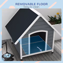 PawHut Dog Kennel Outdoor Dog House w/ Removable Floor, for Large Dogs, Grey