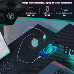 HOMCOM L Shaped Desk with LED Lights Reversible Corner Gaming Desk with Storage