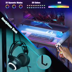 HOMCOM L Shaped Desk with LED Lights Reversible Corner Gaming Desk with Storage - Additional view 6