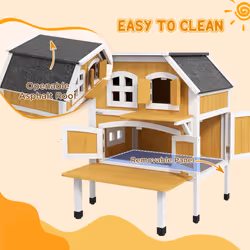 PawHut Outdoor Cat House Cat Shelter w/ Openable Asphalt Roof, Escape Doors