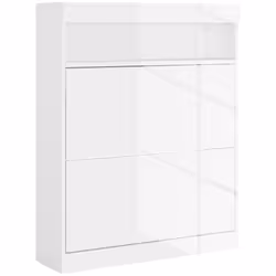 HOMCOM Wall Mounted or Freestanding Shoe Cabinet with 2 Flip Drawers, White - Additional view 8