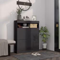 HOMCOM Wall Mounted or Freestanding Shoe Cabinet with 2 Flip Drawers, Black