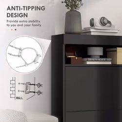 HOMCOM Wall Mounted or Freestanding Shoe Cabinet with 2 Flip Drawers, Black - Additional view 4