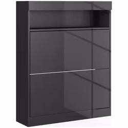 HOMCOM Wall Mounted or Freestanding Shoe Cabinet with 2 Flip Drawers, Black - Additional view 8