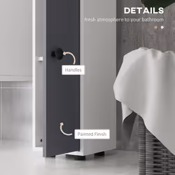 kleankin Slim Bathroom Cabinet, Toilet Roll Storage w/ Open Shelves, Grey - Additional view 4