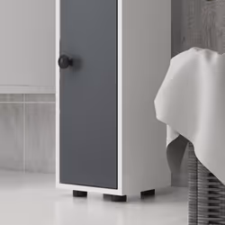 kleankin Slim Bathroom Cabinet, Toilet Roll Storage w/ Open Shelves, Grey - Additional view 6
