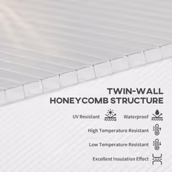 Outsunny 14 Pieces Twin-Wall Greenhouse Polycarbonate Sheets, 121 x 61 x 0.4cm