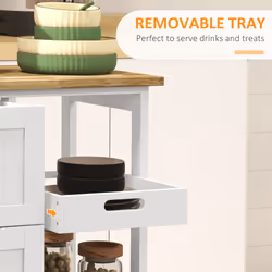 HOMCOM Rolling Kitchen Island Cart, Bar Serving Cart, Compact Trolley White - Additional view 4