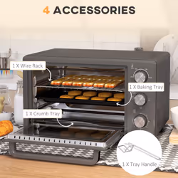 HOMCOM Mini Oven 21L Electric Grill w/ Adjustable Temp Timer 1400W, Grey - Additional view 4