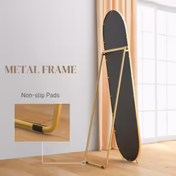 HOMCOM Oval Full Length Mirror with Metal Frame Hanging or Leaning Gold Tone - Additional view 4