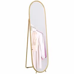 HOMCOM Oval Full Length Mirror with Metal Frame Hanging or Leaning Gold Tone - Additional view 7