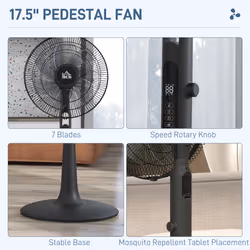 HOMCOM Standing Fan with 75 Degree Oscillation Mosquito Repellent Function