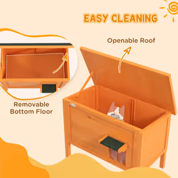 PawHut Outdoor Feral Cat House Insulated w/ Openable Roof - Orange