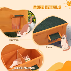 PawHut Outdoor Feral Cat House Insulated w/ Openable Roof - Orange - Additional view 5