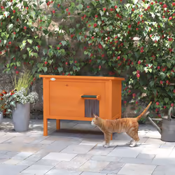 PawHut Outdoor Feral Cat House Insulated w/ Openable Roof - Orange - Additional view 7