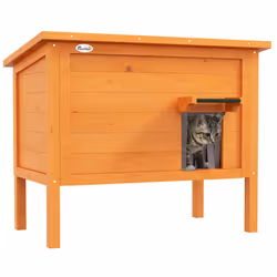 PawHut Outdoor Feral Cat House Insulated w/ Openable Roof - Orange - Additional view 8