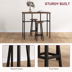 HOMCOM 6-Piece Industrial Bar Table Set, 2 Kitchen Tables with 4 Stools, Brown - Additional view 5