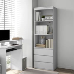 HOMCOM 180cm Tall Bookshelf Free Standing Storage Shelf Unit with Storage White