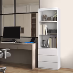 HOMCOM 180cm Tall Bookshelf Free Standing Storage Shelf Unit with Storage White