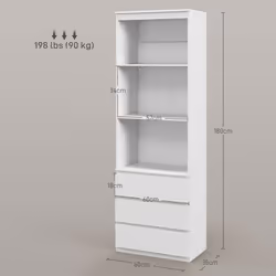 HOMCOM 180cm Tall Bookshelf Free Standing Storage Shelf Unit with Storage White - Additional view 8