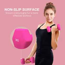 SPORTNOW Set of 2 Hexagonal Dumbbells Weights Pair, 2 x 3kg, Pink - Additional view 5