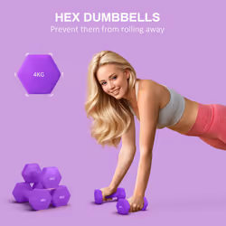SPORTNOW Set of 2 Hexagonal Dumbbells Weights Pair, 2 x 4kg, Purple