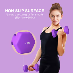 SPORTNOW Set of 2 Hexagonal Dumbbells Weights Pair, 2 x 4kg, Purple - Additional view 4
