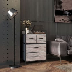 HOMCOM Bedroom Chest of Drawers 4 Drawer Dresser w/ Shelf, Grey Wood Effect