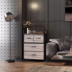 HOMCOM Bedroom Chest of Drawers 4 Drawer Dresser w/ Shelf, Grey Wood Effect - Additional view 7