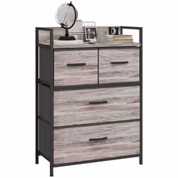HOMCOM Bedroom Chest of Drawers 4 Drawer Dresser w/ Shelf, Grey Wood Effect - Additional view 8