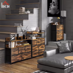 HOMCOM Bedroom Chest of Drawers 4 Drawer Dresser w/ Shelf, Rustic Brown - Additional view 7