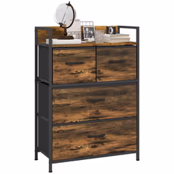HOMCOM Bedroom Chest of Drawers 4 Drawer Dresser w/ Shelf, Rustic Brown - Additional view 8