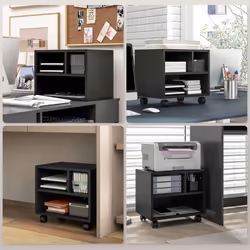 HOMCOM Printer Stand with Storage Printer Cart on Wheels for Home Office Black - Additional view 4
