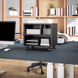 HOMCOM Printer Stand with Storage Printer Cart on Wheels for Home Office Black - Additional view 6