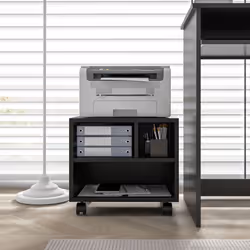 HOMCOM Printer Stand with Storage Printer Cart on Wheels for Home Office Black - Additional view 7