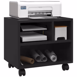 HOMCOM Printer Stand with Storage Printer Cart on Wheels for Home Office Black - Additional view 8