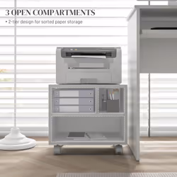 HOMCOM Printer Stand with Storage Printer Cart on Wheels for Home Office White