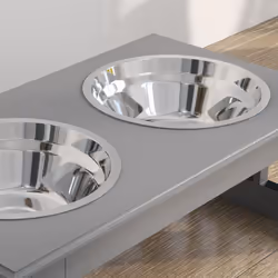 PawHut Raised Dog Bowls Pet Feeder Raised Elevated Stainless Steel Food Grey - Additional view 8